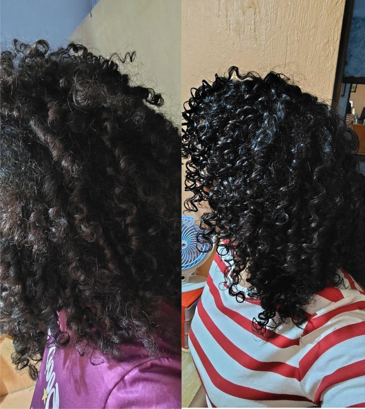 Antes y después con A57: rizos apretados definidos y con brillo