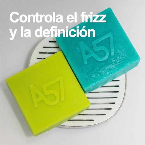 Rutina A57 para cabello con frizz — shampoo sólido hidratante y acondicionador sólido emoliente en barra, antiencrespamiento sin plástico