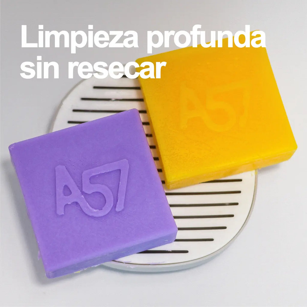 Rutina A57 para cabello graso o pesado — shampoo sólido equilibrante y acondicionador sólido regulador en barra, sin plástico